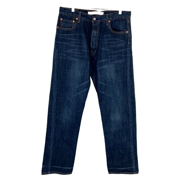 Agave Men 34x34 Frisco Jeans Button Fly Selvage Edge Blue Dark Wash Whiskering